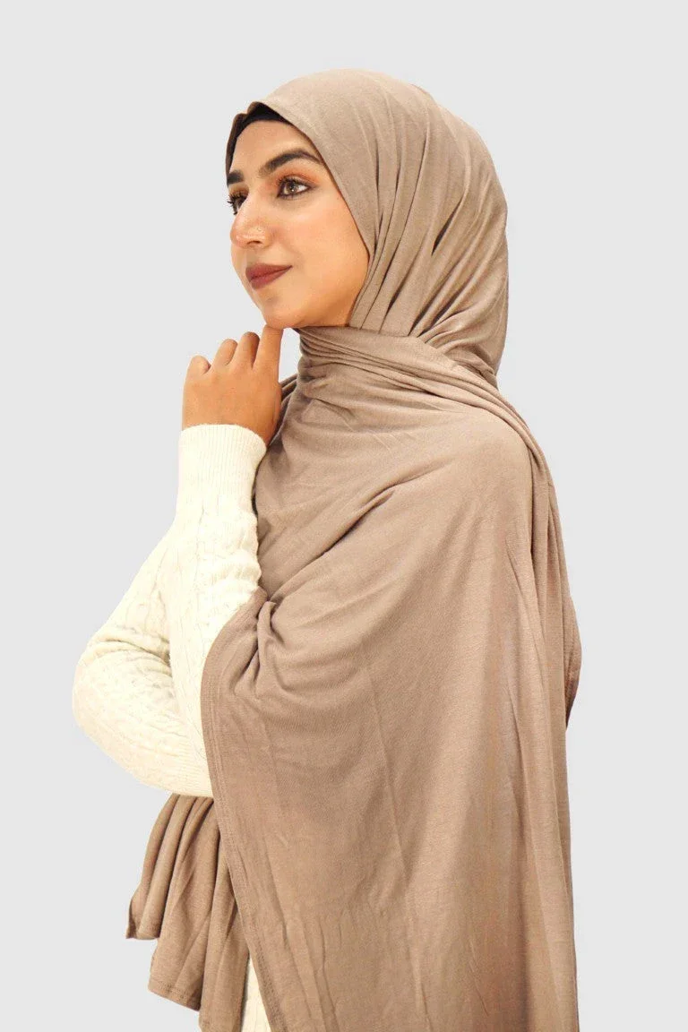 Almanaar Five Premium Jersey Scarf – Dark Beige - Image 2