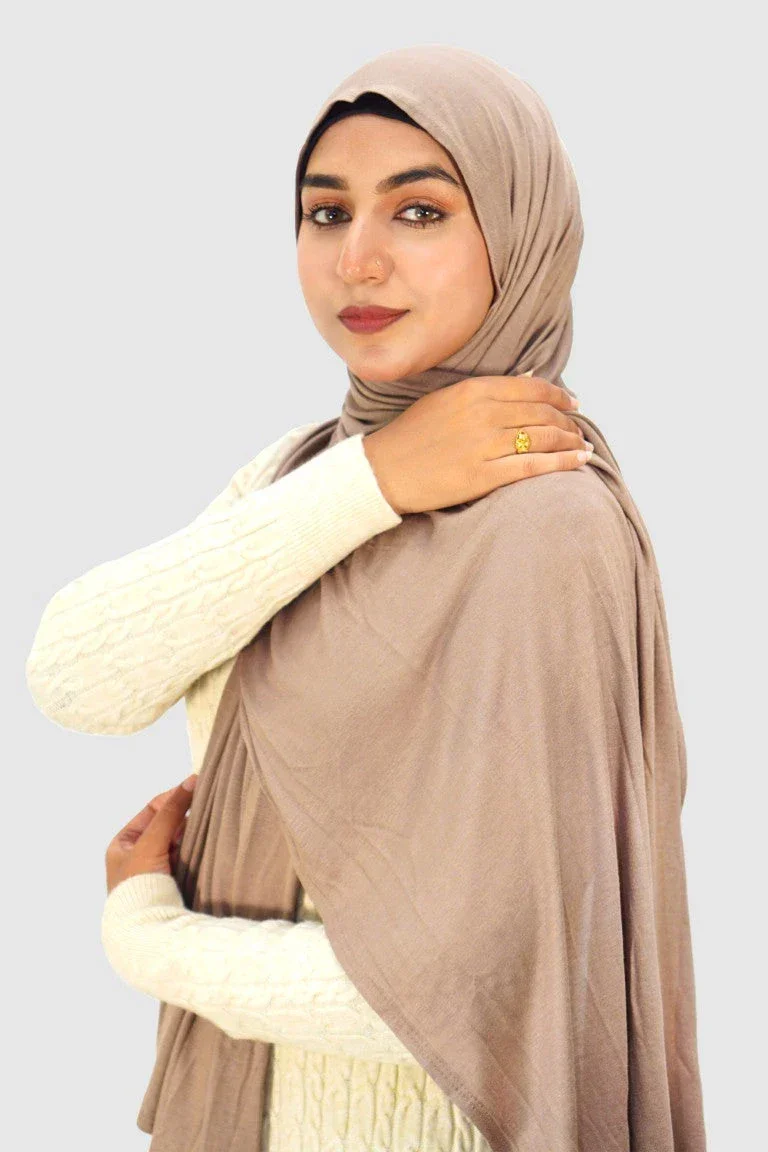 Almanaar Five Premium Jersey Scarf – Dark Beige - Image 3