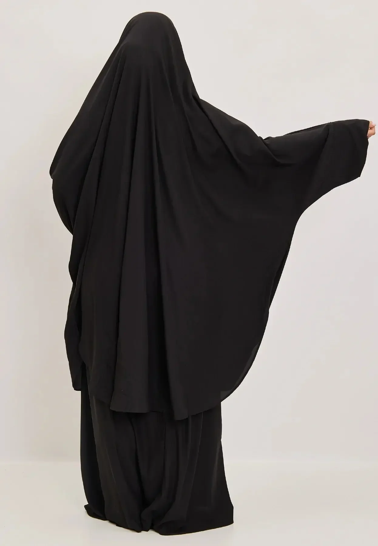 Jilbab Set Black Premium Two Piece Medina Silk - Image 3