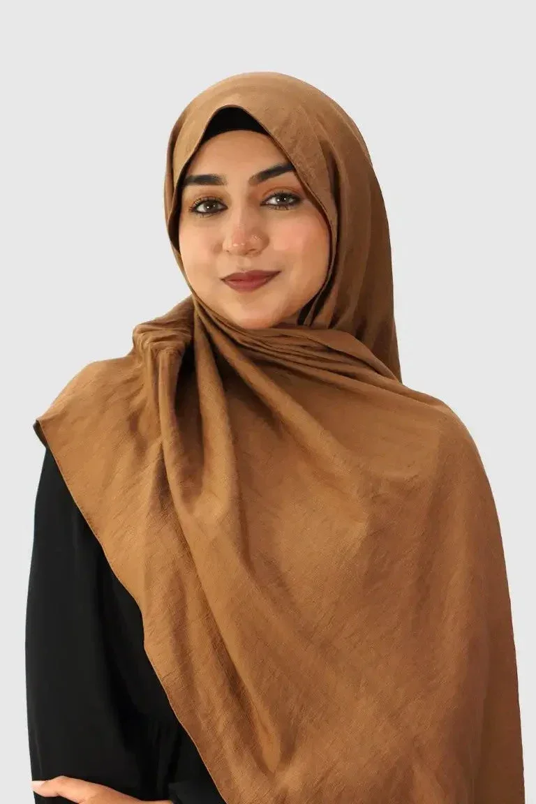 Blend Cotton Hijab – Khadi Brown - Image 3