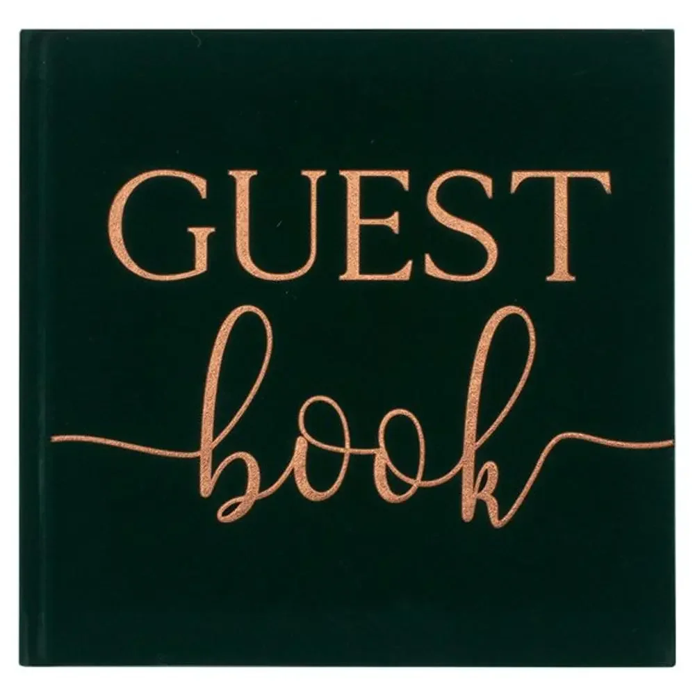 Botanical Wedding Green Velvet Guest Book
