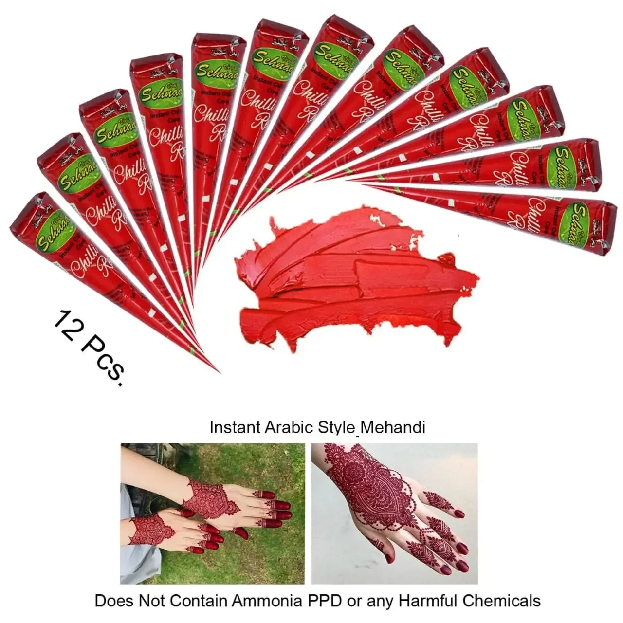 Chilli Red Henna Paste Instant Cone - Image 2