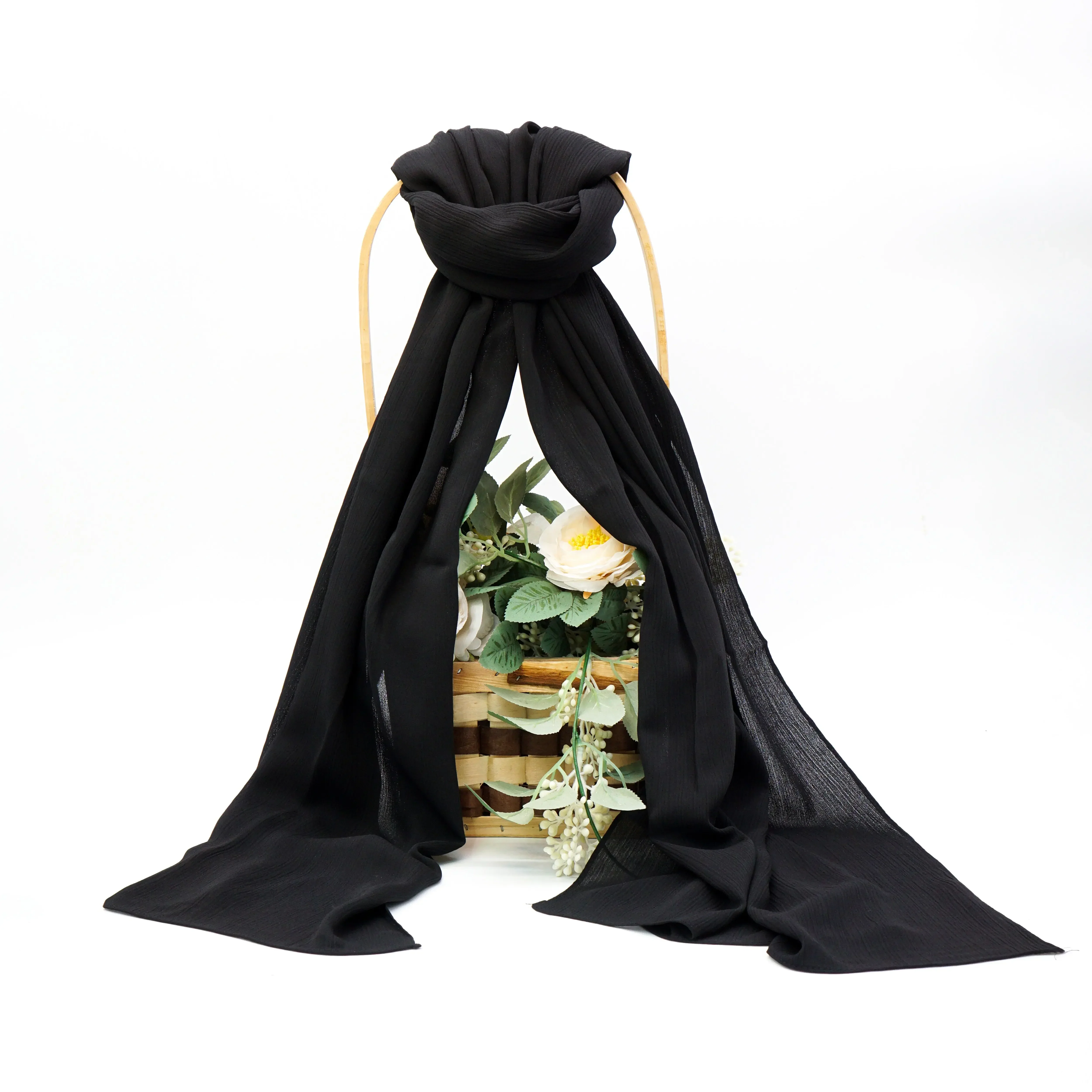 Crinkle Chiffon Hijab Black