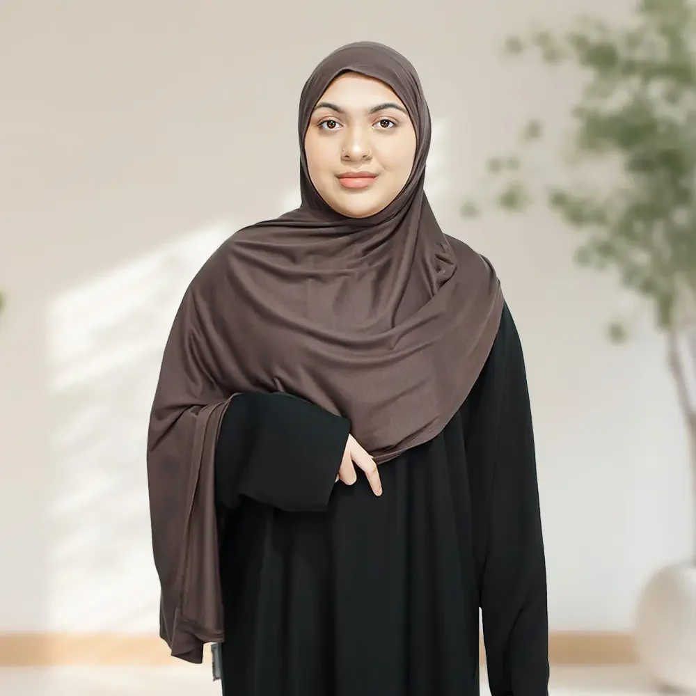 Deluxe Quality Egyptian Jersey Hijab - Chocolate Brown - Image 2