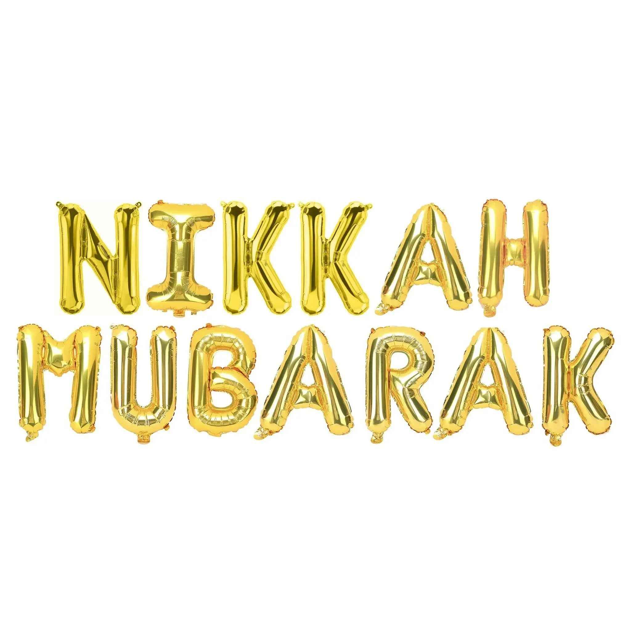Nikkah Mubarak Foil Letter Balloons Gold