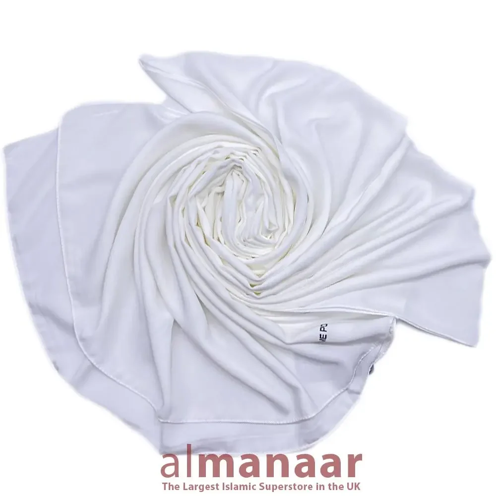 Madina Silk Plain Hijab Premium Quality - White - Image 2