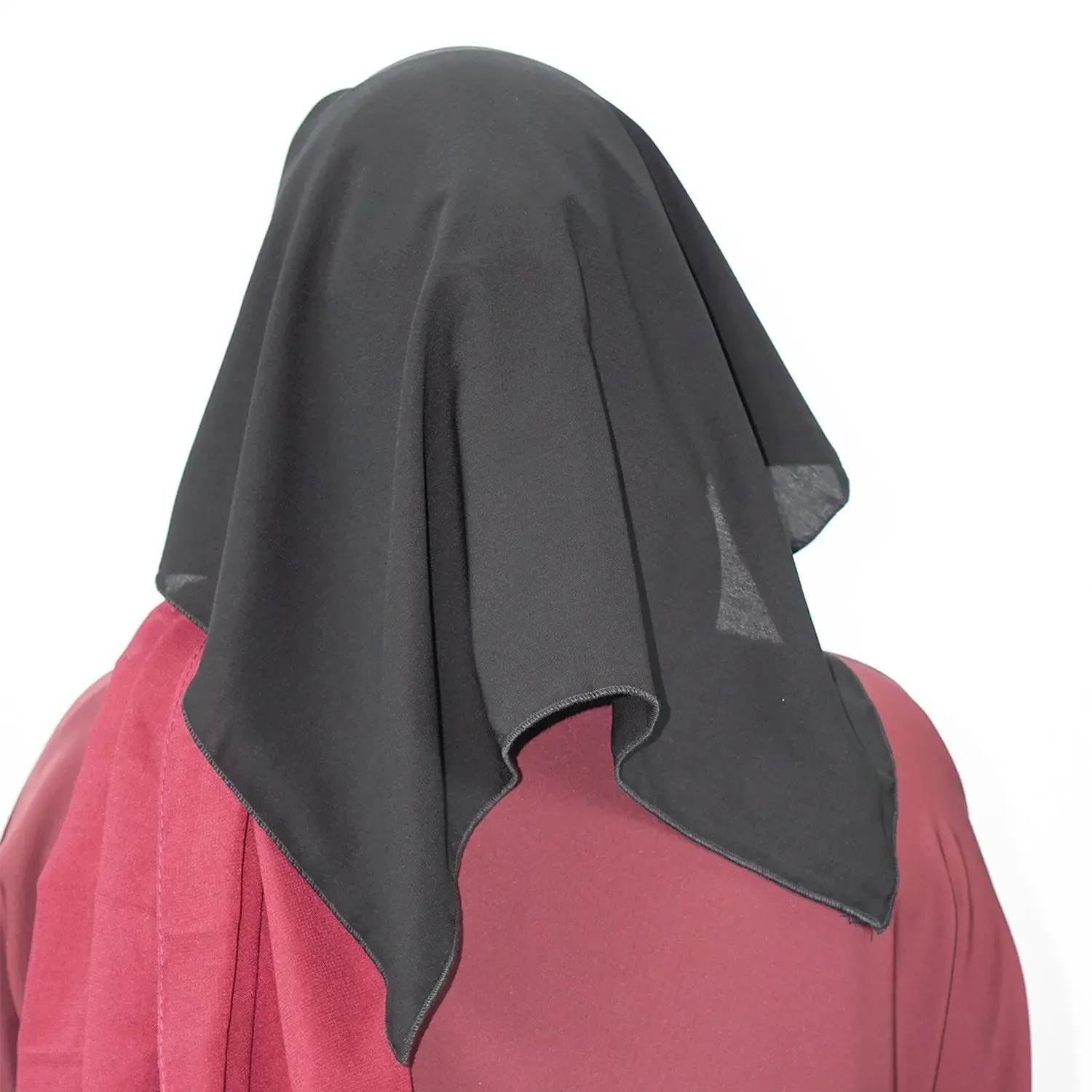 Niqab Two Layer Tie Back Black - Image 3