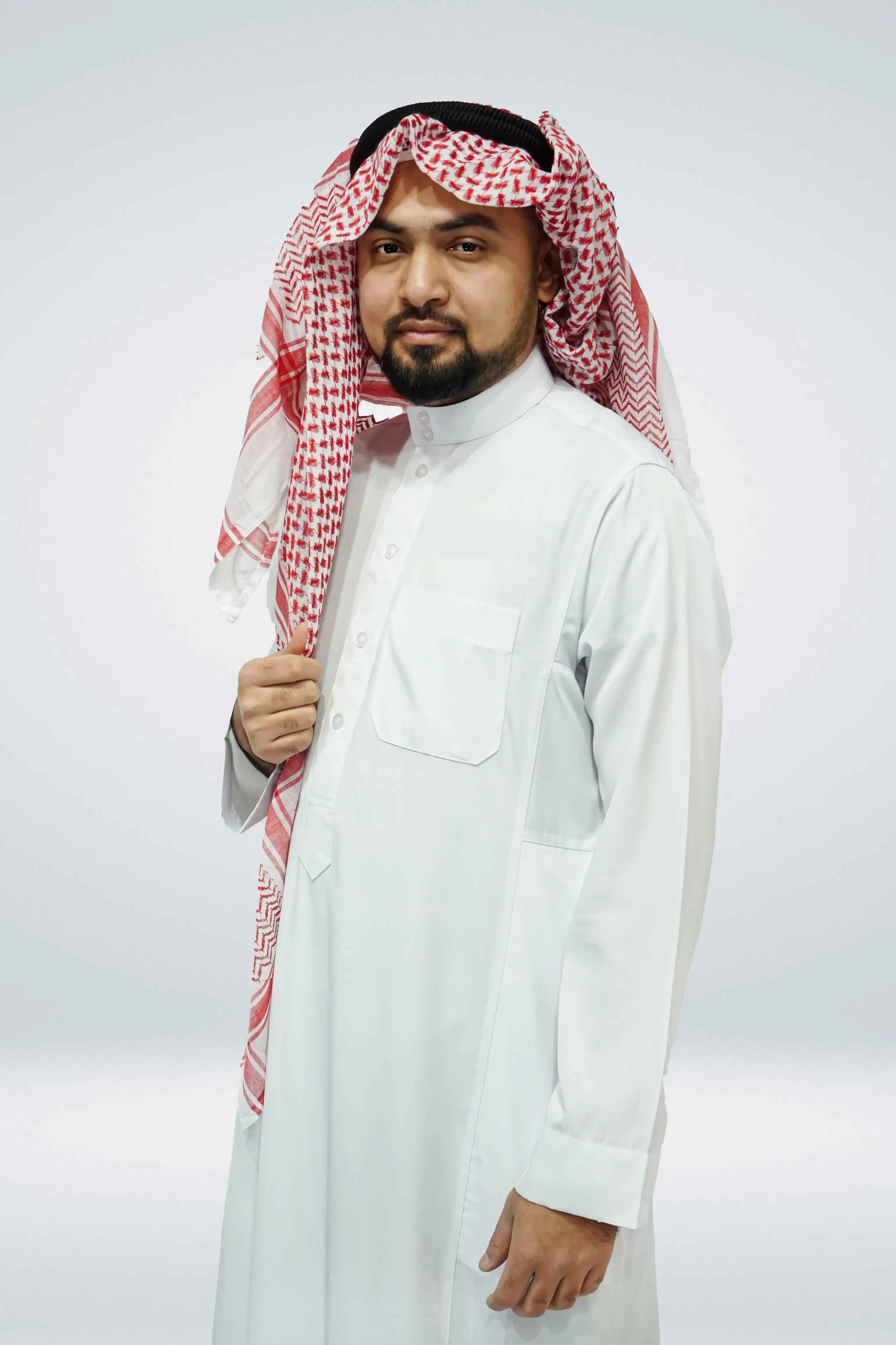Plain Classic Saudi Thobe With Collar White - Image 8