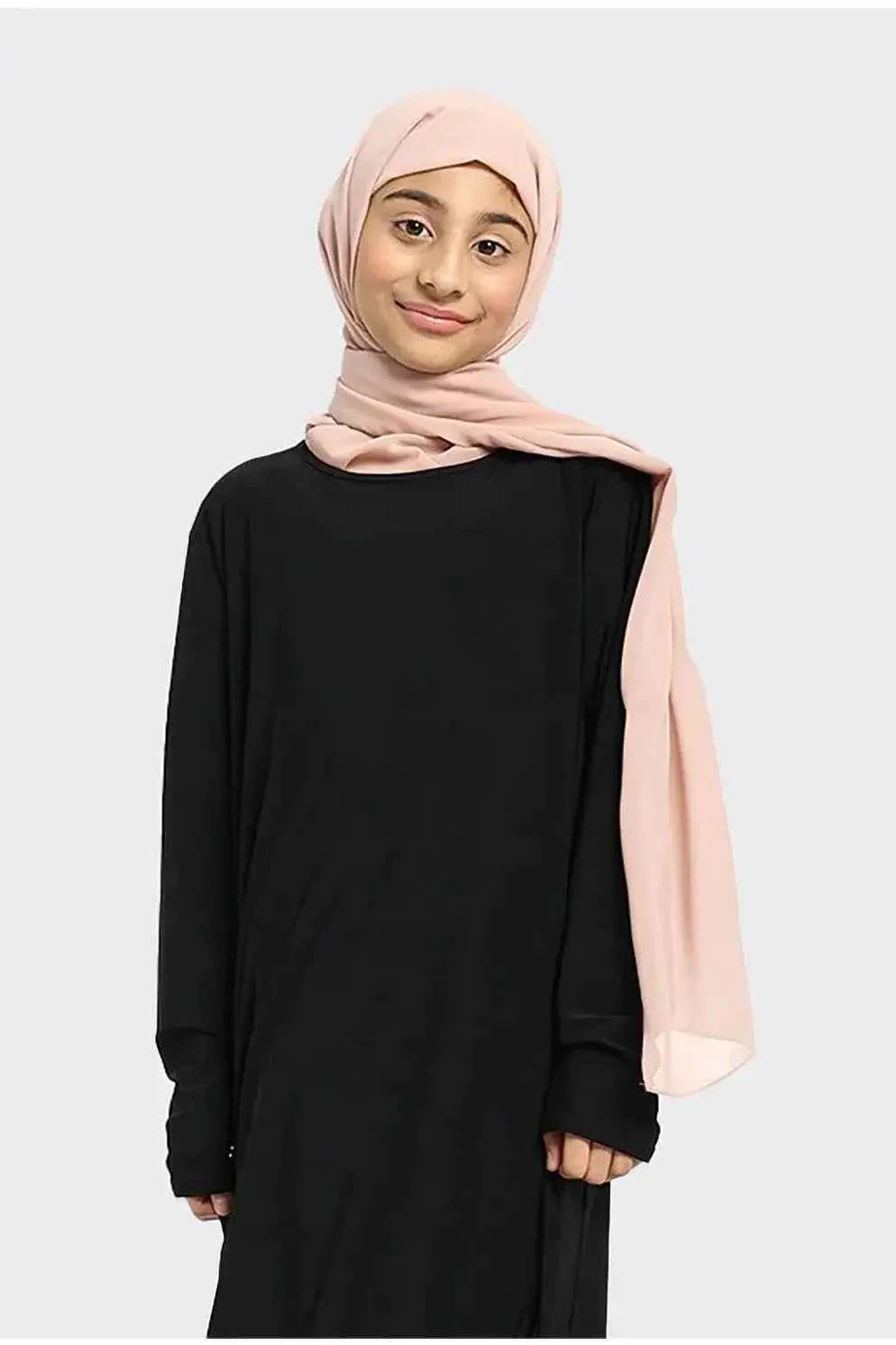 Plain Jersey Abaya Girls Black - Image 3