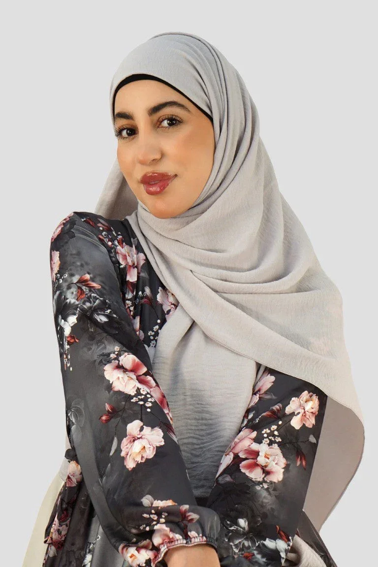 Premium Chiffon Hijab – Light Grey - Image 3