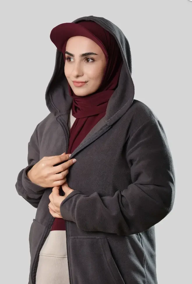 Ready-to-Wear Hijab with Cap Maroon in Premium Sandy Fabric - Image 4