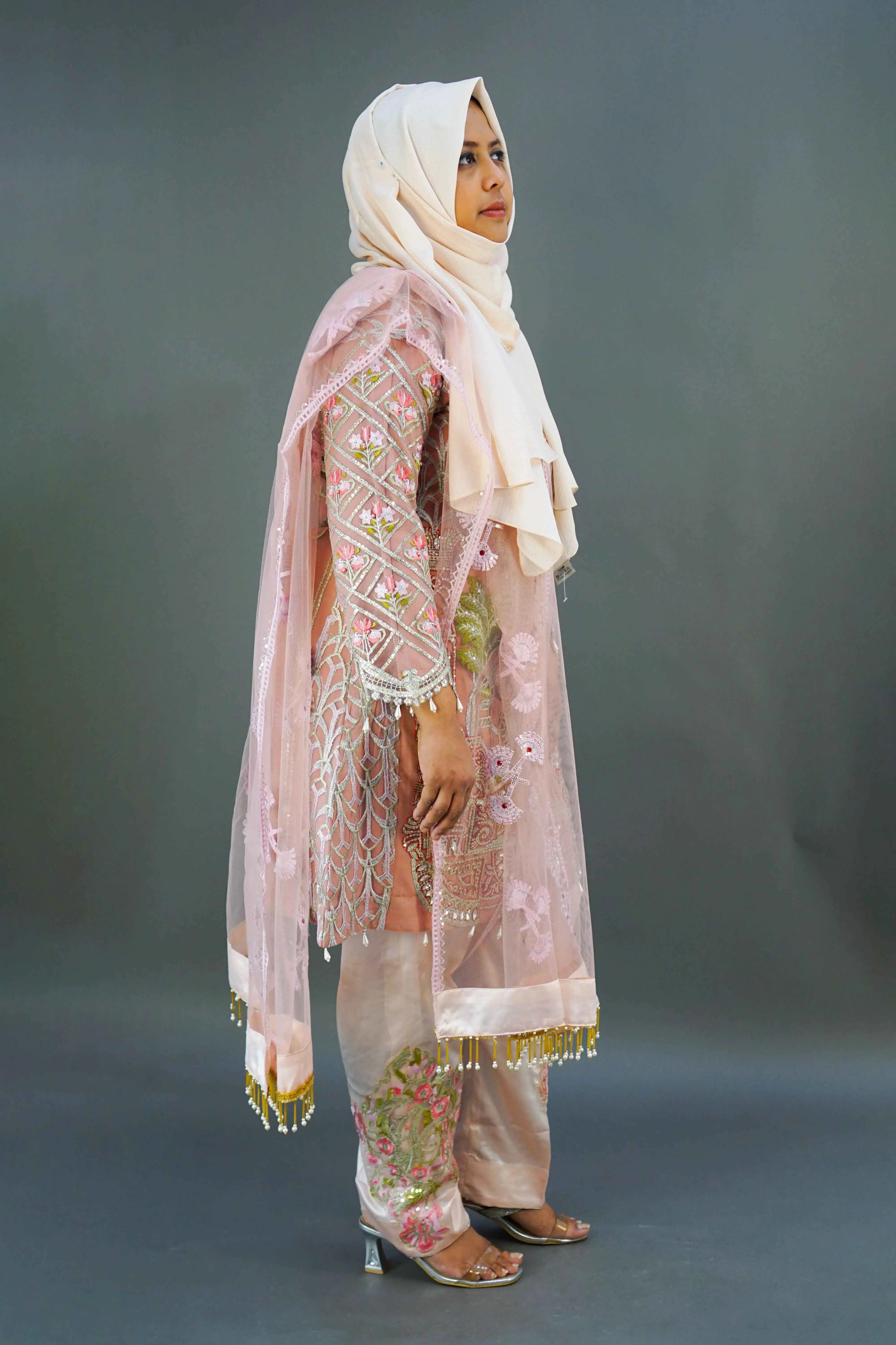 Rose Pink Embroidered Designer Suit - Image 3