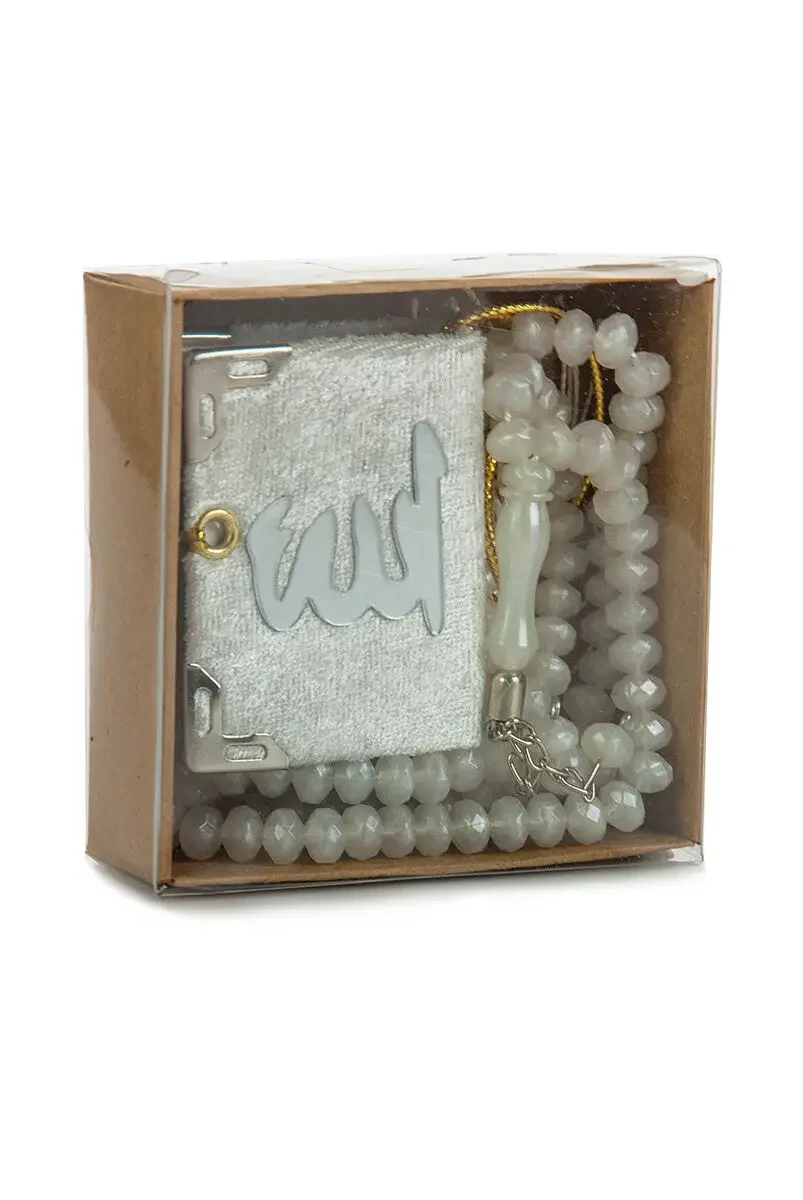 Velvet Mini Quran & Pearl Tasbeeh Gift Set Box - Image 7